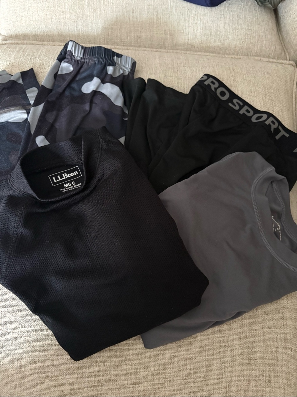 Black PRO SPORT, Gray Cameo LANDS END plus 2 Shirts LL Bean & Lands End  Sz 5-6